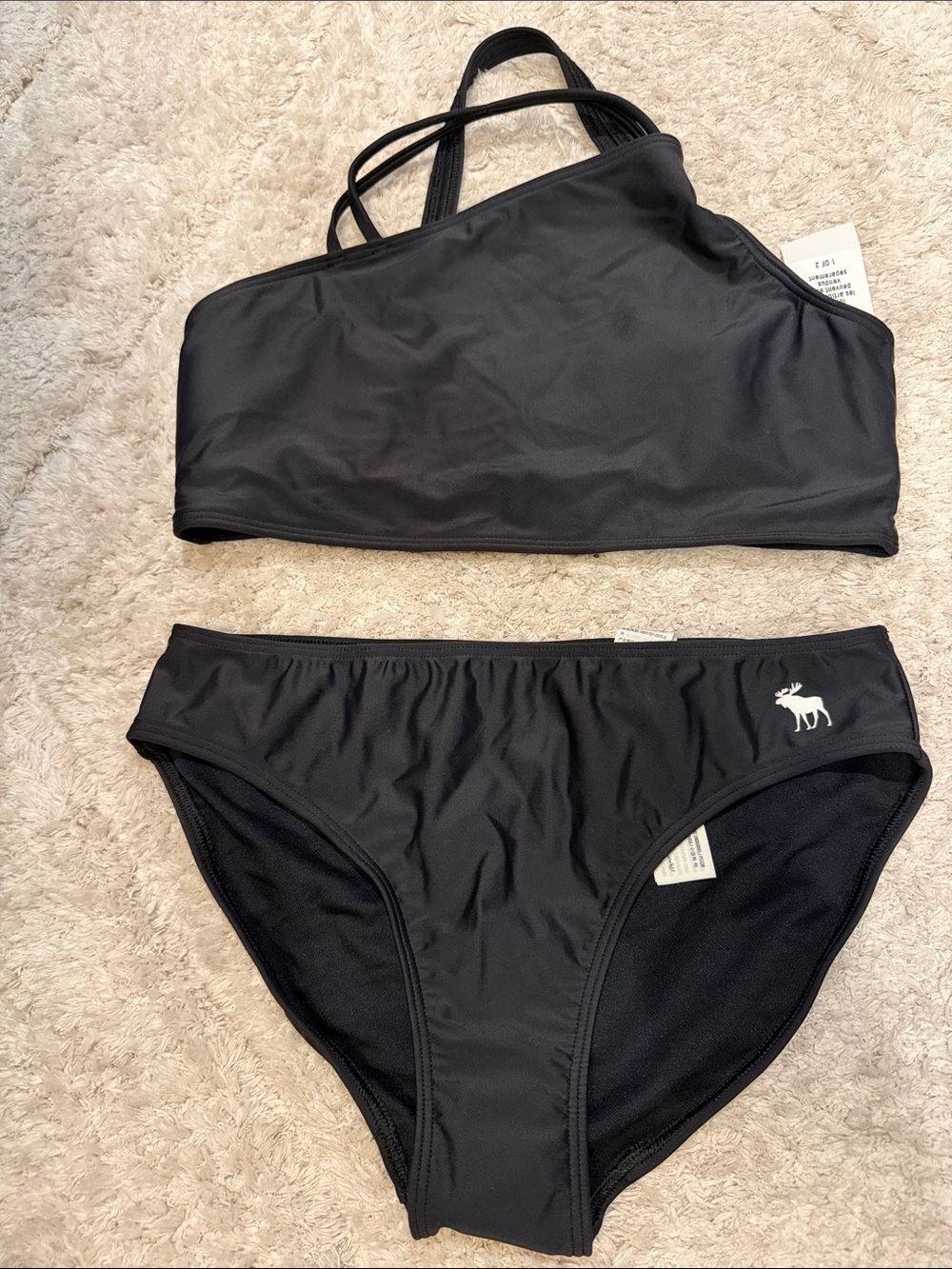 abercrombie kids Black One-Shoulder Strappy Girls' Bikini Set